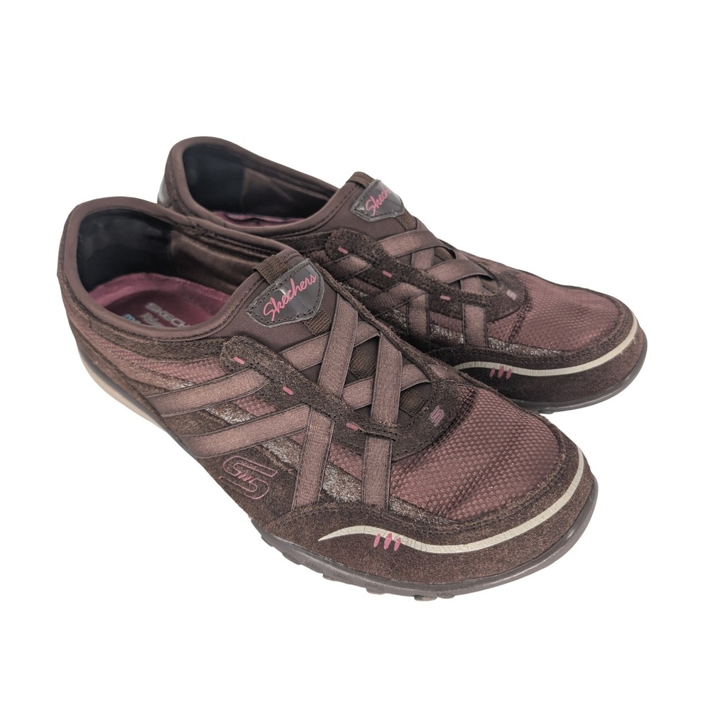 Y2K Skechers Slip On Sneaker Womens 8 Brown Pink Granola Gorpcore Earthy Utility